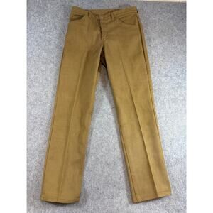 Vintage 60s Wove Cotton Pants Mens 30x29 Tan Beige Classic Trousers Career Rare